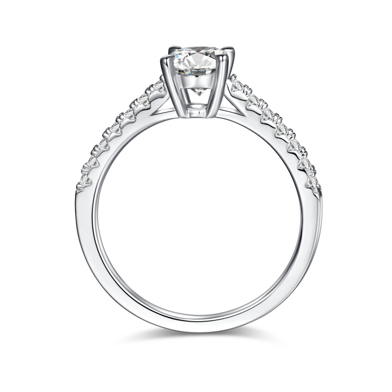 微镶蛋形S925银镀白金MoissaniteWomen's Ring1.0ctD级